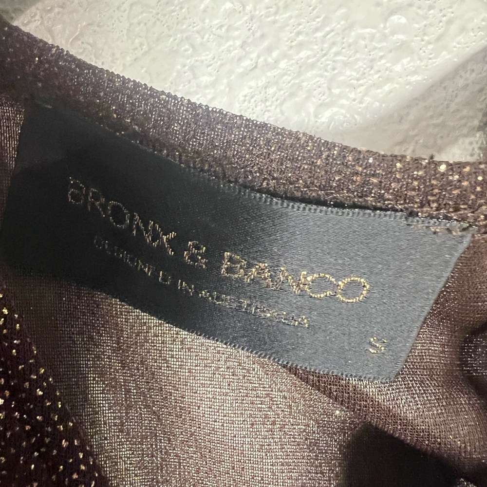 Bronx and Banco Maya Ruched Sheer Mesh Glitter Fitted Midi Dress Brown - S - Picture 4 of 6